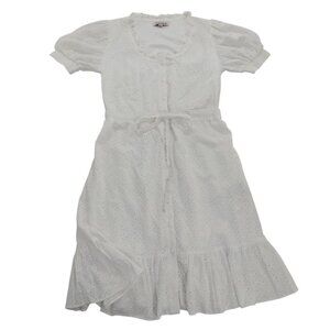 Nanette Lepore white cotton eyelet dress with short sleeves and ruffled hem (6)